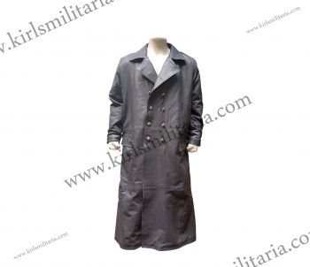 German Officer WW2 Military Uniform Grey Leather Trench Coat